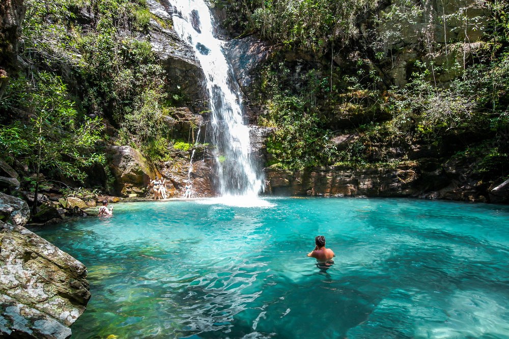 Cachoeira Santa Bárbara, em Cavalcante